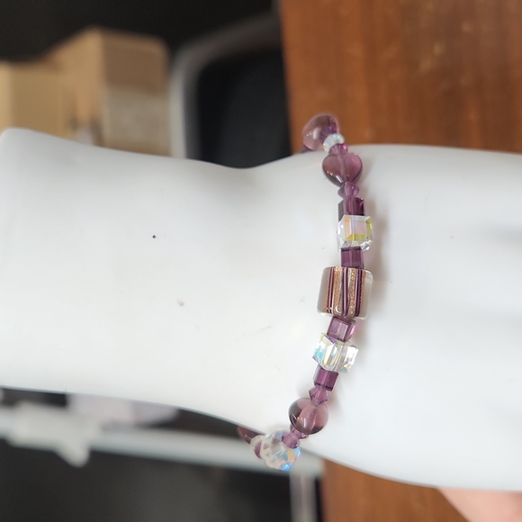 5/$25🌴Handmade Purple Shimmer Mermaid Vibes Bracelet - Picture 2 of 3